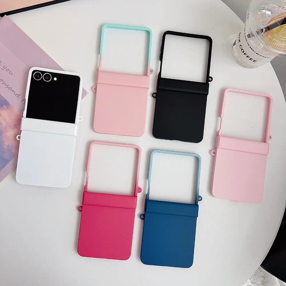 Ốp Lưng Va Chạm Màu Mờ Sang Trọng Cho Samsung Galaxy Z Flip 7 6 5 4 3 5G Zflip7 Gradient Hai Màu Cứng Bản Lề Bảo Vệ Vỏ Chống Sốc