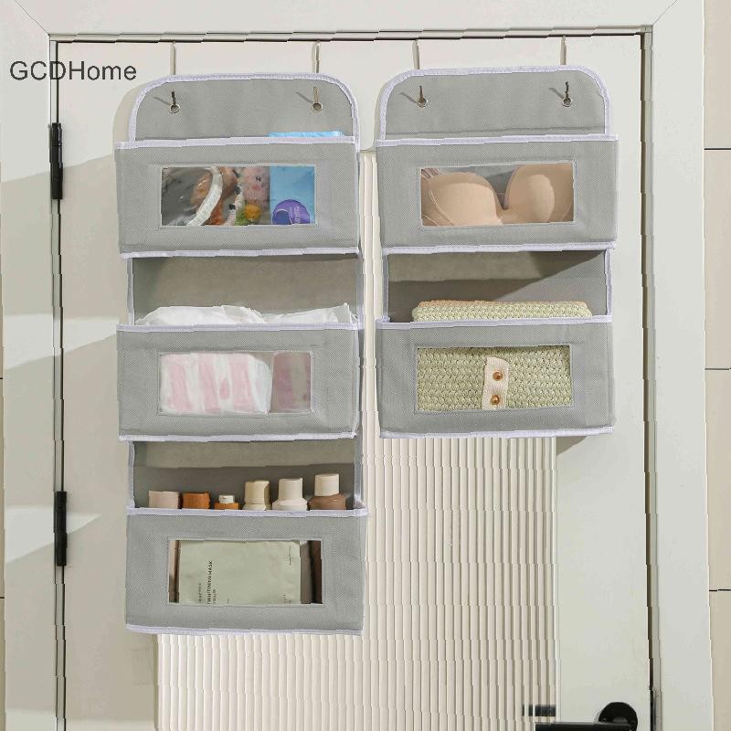 Túi treo tường vải màu xám đa năng GCDHome Túi vải nhiều ngăn có móc cửa sổ cho văn phòng, tủ quần áo HOT