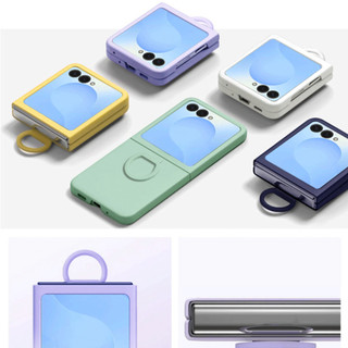 Ốp điện thoại gập vòng da cửa sổ lớn cho Samsung Galaxy Z Flip 7 6 5 Zflip6 zflip7 zflip7fe