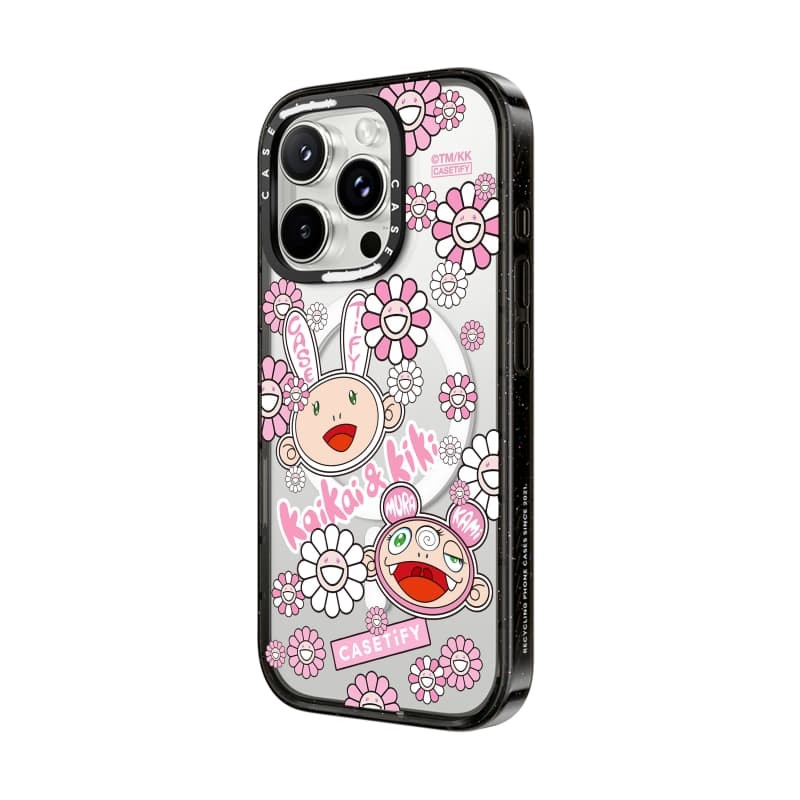 CASECASE X KAIKAI VÀ KIKI STICKER MANIA Ốp Lưng Màu Hồng Đen Trong Suốt Cứng Hút Từ Tính Tác Động Cho Apple IPhone 12 13 14 15 16 Pro Max Plus Có Hộp