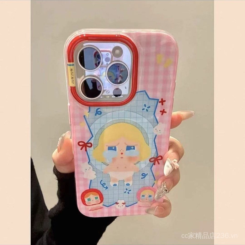 Màu Xanh Hồng Kẻ Sọc Khóc Cho Bé Từ Tính Giá Đỡ Thích Hợp Cho 16 Vỏ Điện Thoại 15pro Bán Chạy 13iPhone14proma Phong Cách Mới
