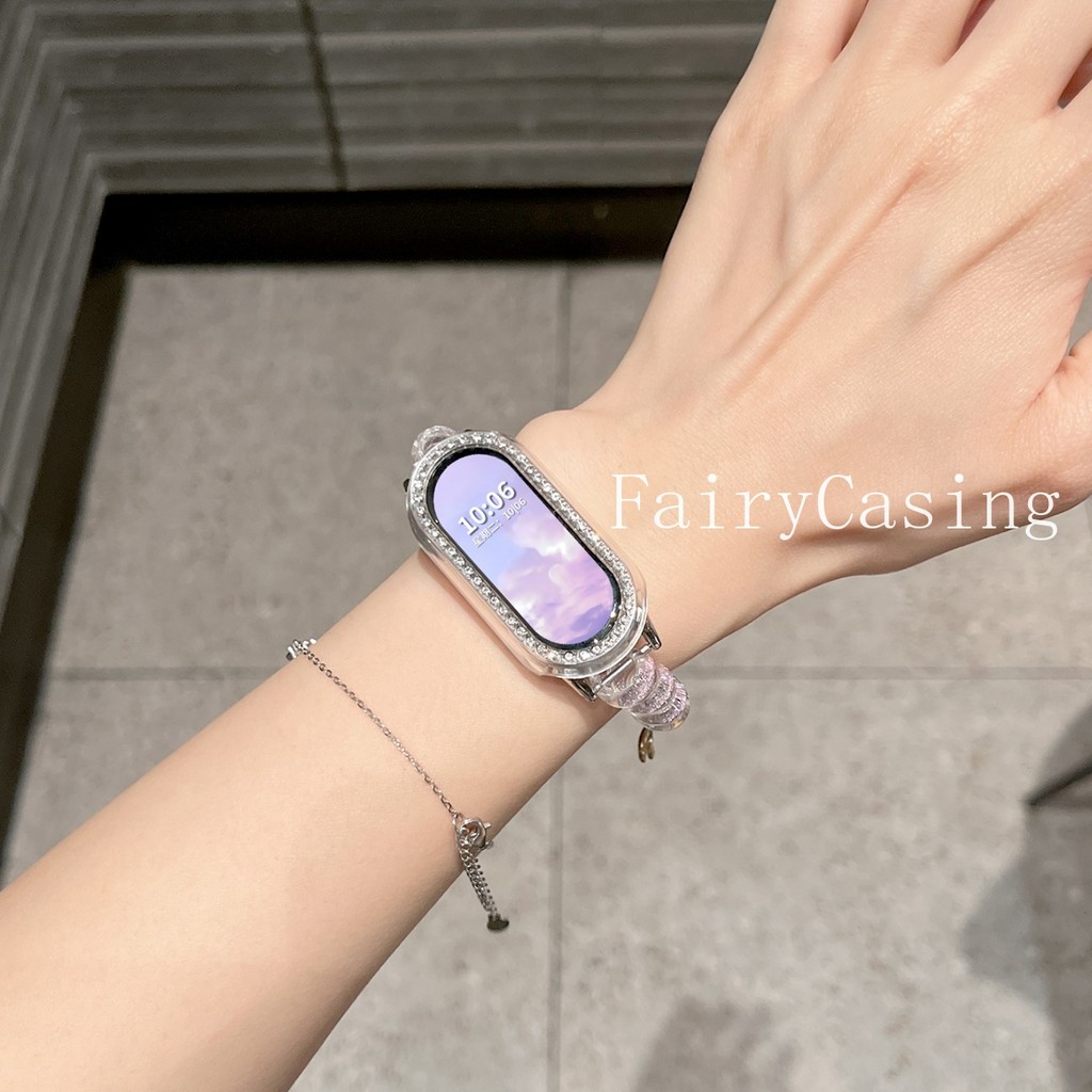 Dây đeo cuộn dây điện thoại lấp lánh cho Xiaomi Band 10 9 8 Pro 7 6 5 4 3 Co giãn co giãn cho Mi Band 8 9 Active Band