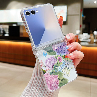 Hoa Họa Tiết Trong Suốt Ốp Lưng Điện Thoại Samsung Galaxy Z Flip 7 Flip 6 Flip 5 Flip 4 Flip 3 5G Full Bản Lề Cứng PC Gấp Bao Dành Cho Samsung Z Flip 7 6 5 4 3