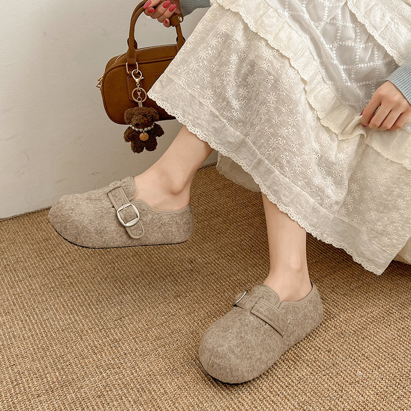 【✨Spot】Giày Birkenstock đế dày Tối giản Dễ phối đồ Đế êm Mũi tròn Đế nâng cao Không mỏi chân Giày nữ