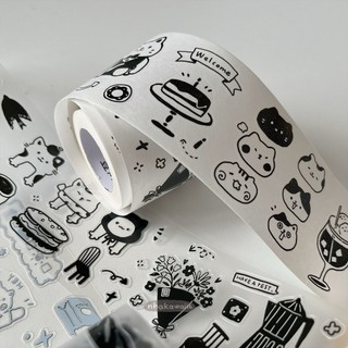 Washi tape mèo Yier Cat Cafe bế sẵn viền chiết 1M