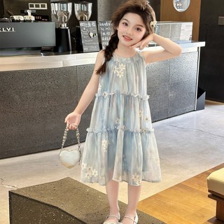 Đầm Công Chúa Bé Gái Chiffon Mùa Hè – Váy Dạo Biển Xếp Tầng Hoa Nhẹ Nhàng Dễ Thương