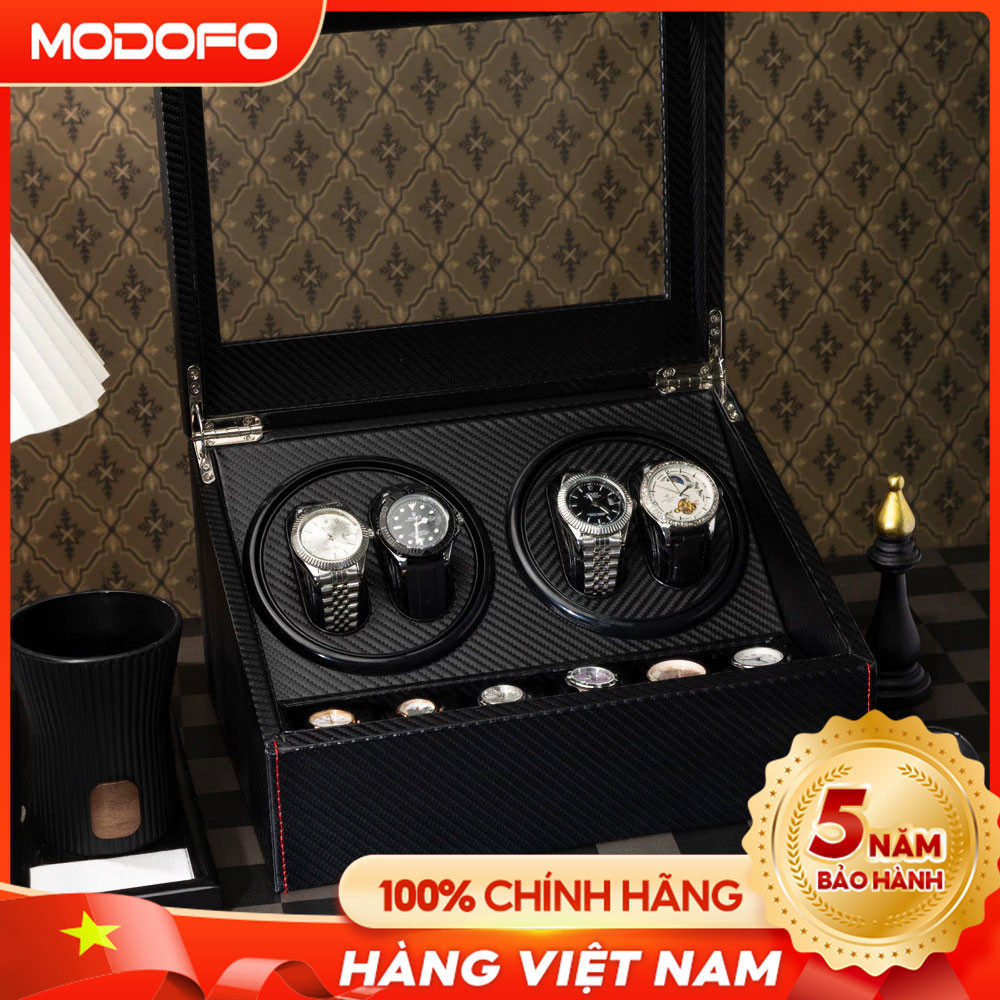 🔥🔥Hộp xoay đồng hồ cơ Hộp đựng đồng hồ 4 Xoay Gỗ + 6 Cố Định Tự động lên cót với chế độ xoay lắc tự động