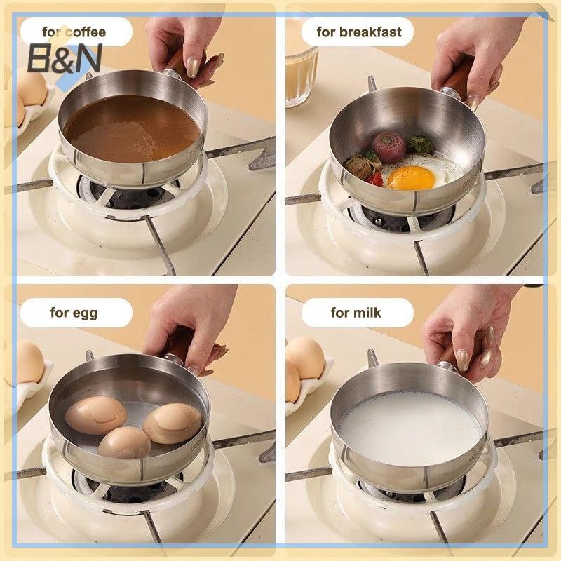 B & N Nồi một người Bát inox Tay cầm bằng gỗ óc chó Salad trái cây Bát sữa chua Dụng cụ nấu ăn sáng Nhà hàng nhà bếp.