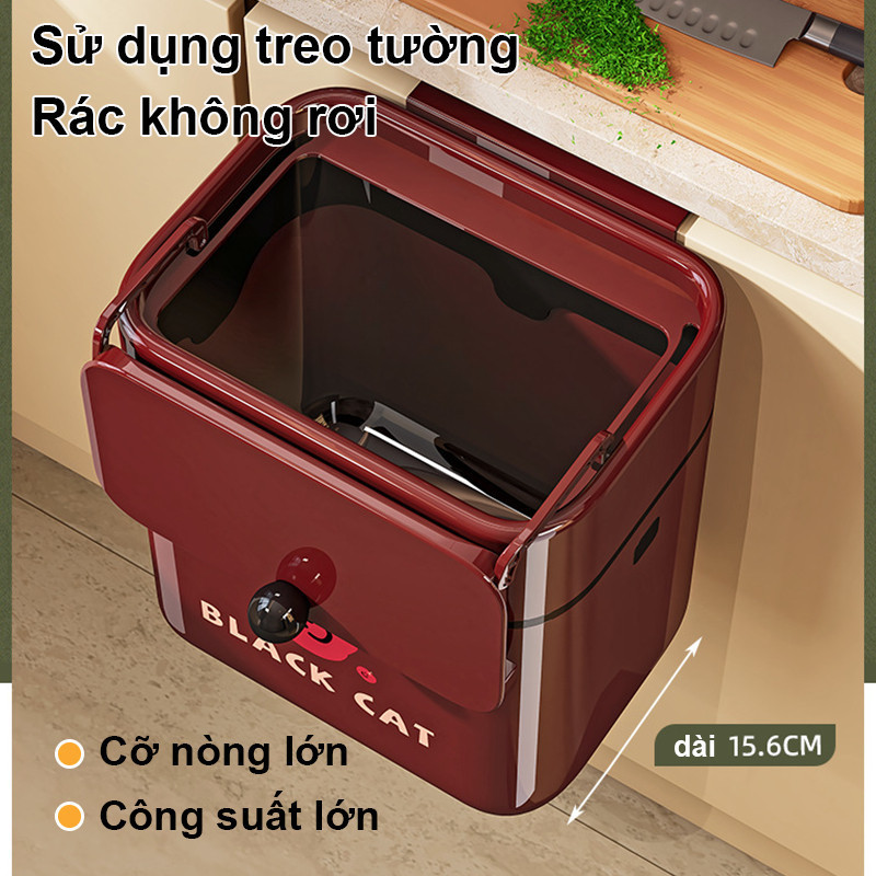 Thùng rác treo tủ bếp nhựa PP cao cấp, Nắp lật tiện dụng, dung tích lớn, chống mùi hiệu quả