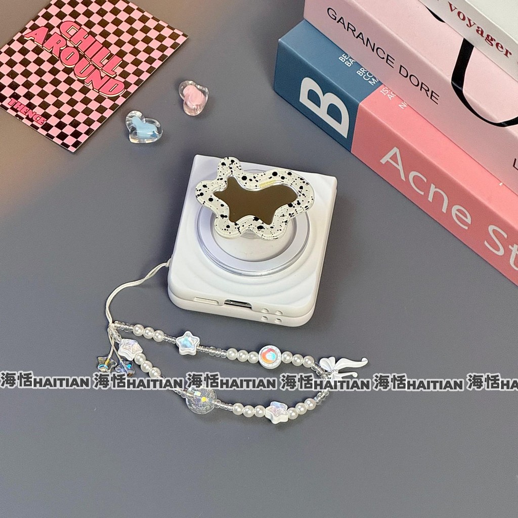Thích Hợp Cho Samsung Galaxy ZFlip7 Sóng Thời Trang Chấm Bi Từ Tính Giá Đỡ Vòng Tay Vỏ Điện Thoại Có Thể Gập Lại Cho ZFlip 7 FE 6 5 5G N3Flip MixFlip 2 Dây Bảo Vệ