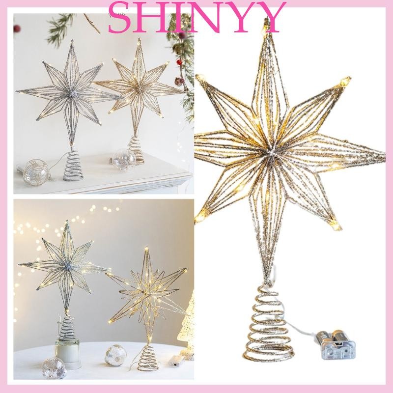 SHI Cây Giáng Sinh LED Ngôi Sao Cây Toppers Hoạt Động Treetop Trang Trí Giáng Sinh Trang Trí Dây Trang Trí Năm Mới