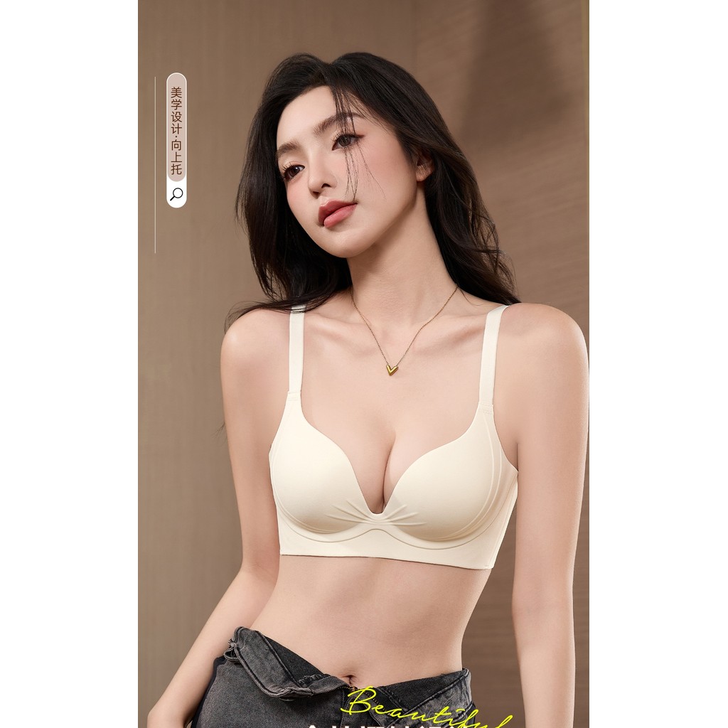 Quần Lót Liền Mạch Nữ Ngực Nhỏ Tập Hợp Không Vòng Thép Thoải Mái Thoáng Khí Áo Ngực Mỏng Phong Cách