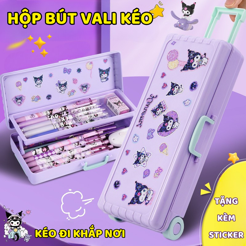 Hộp Bút Kéo Hình Vali Nhiều Ngăn Cho Bé - Hộp Đựng Đồ Dùng Học Tập Chia Ngăn Khoa Học, Dung Tích Lớn