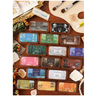 JIANWU Vintage Sắt Hộp Sinh Thái Cotton In Bùn Tạp Chí Chất Liệu In Inkpad Sáng Tạo DIY Đồ Dùng Học Sinh Văn Phòng Phẩm