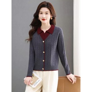 Dệt Kim Áo Len Cổ Polo Tay Dài Cho Nữ, Phong Cách Hàn Quốc, Thích Hợp Thu Đông