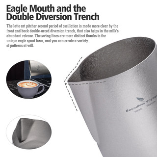 Boundless Voyage Barista Sữa Bình Nhẹ Titan Latte Art Cup có vòi tròn Cà phê tạo bọt Bình hấp
