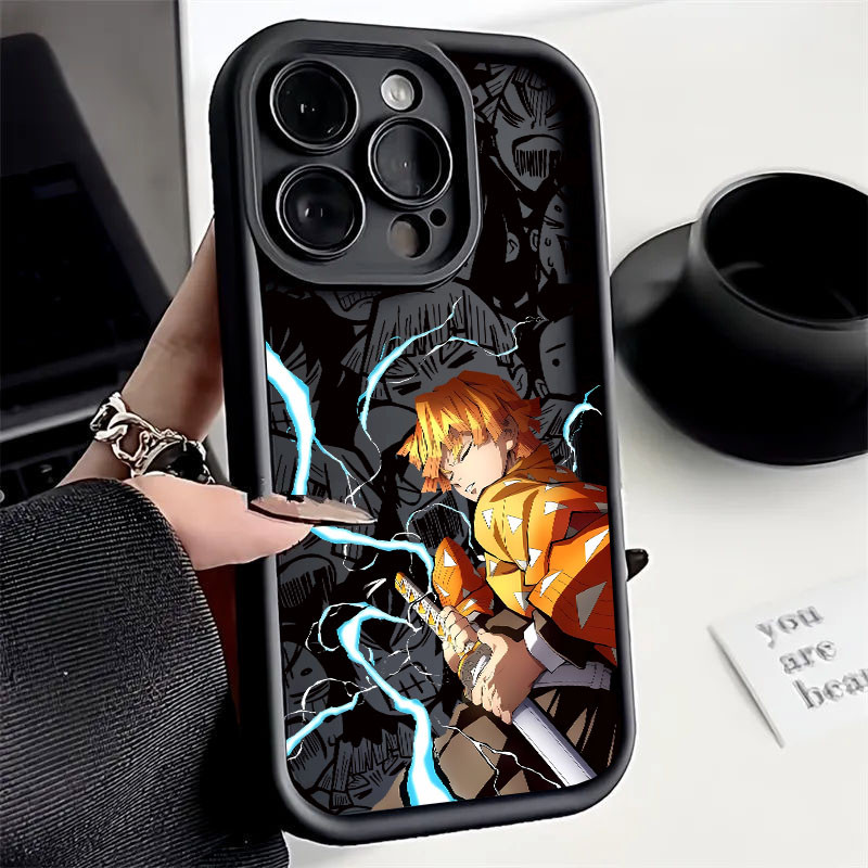 Anime Demon Slayer Zenitsu Tokitou Muichirou Ốp Lưng Cho Iphone 16 Pro Max 15 14 13 12 11 Pro Max 16E 7 8 Plus 13 Mini XR Vỏ Điện Thoại Silicon Lỏng Mềm Bảo Vệ Camera Phổ Biến