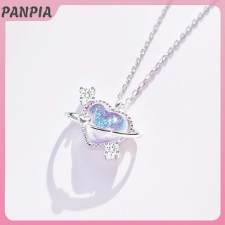 PANPIA-Mặt Trăng Pha Lê Thời Trang Đơn Giản Pentagram Trái Tim Mặt Dây Chuyền Vòng Cổ Dành Cho Nữ Cô Gái Tính Khí Thanh Lịch Giả Tưởng Vòng Cổ Trang Sức Quà Tặng