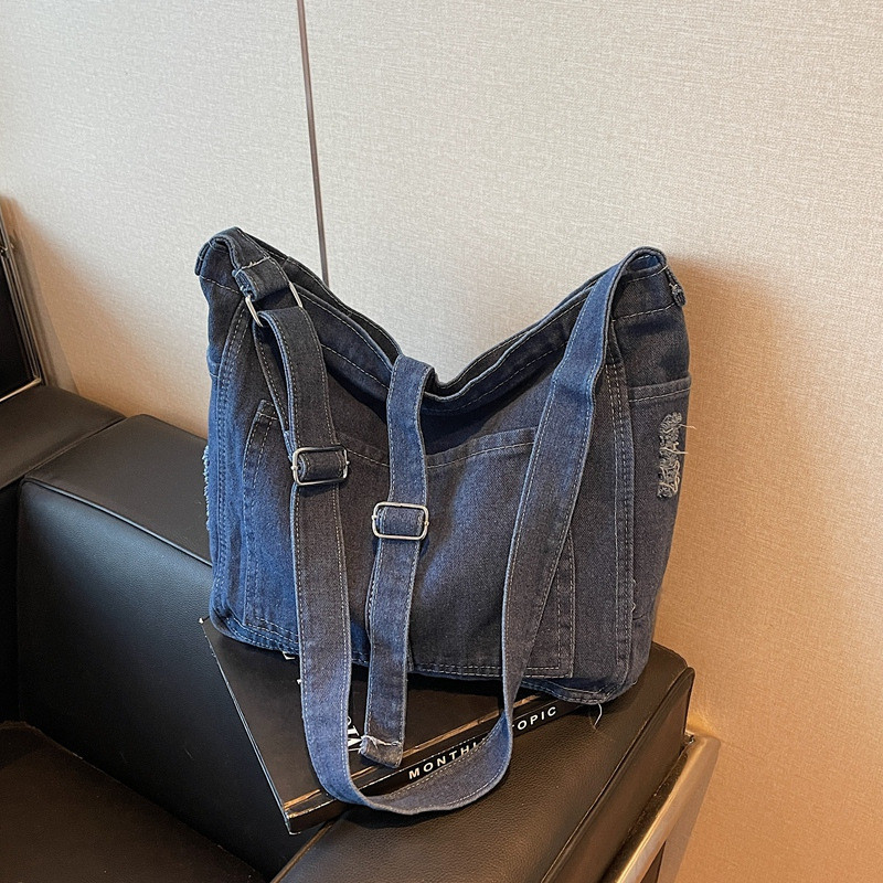 【Best Seller】Túi Denim Nữ Retro Phong Cách Hàn Quốc Dung Tích Lớn Đeo Vai Đeo Chéo Đi Làm Đi Học