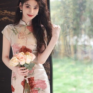 Đầm Qipao cao cấp phong cách Trung Hoa retro, phù hợp mùa hè
