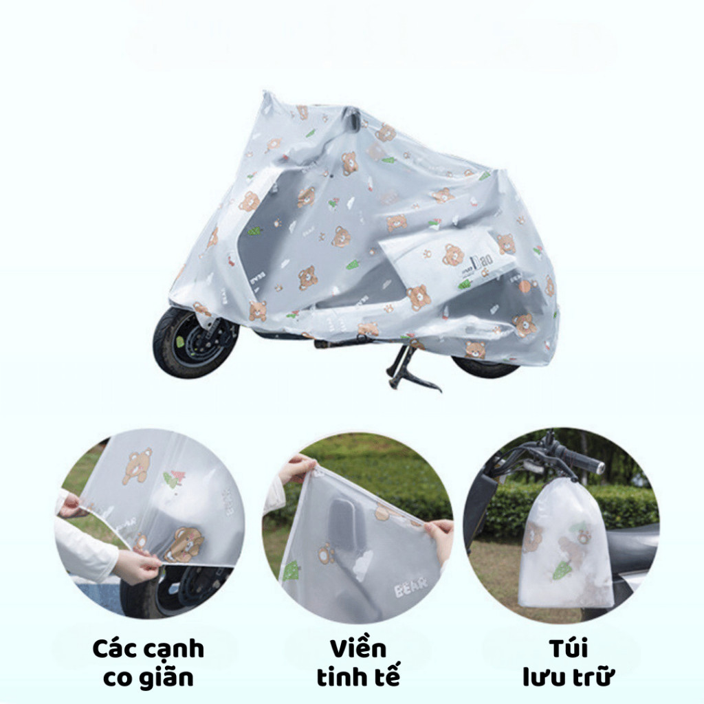Bạt Phủ Xe Máy Che Mưa Họa Tiết Đẹp Mắt Bạt Trùm Xe Máy Loại Lớn Bao Trùm Cả Xe Kích Thước 2m2x1m2