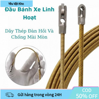 【COD】Cáp Mồi Luồn Kéo Dây Điện Bằng Thép Dẻo Đầu Bánh Xe – 4mm Có Bi Tròn – Dùng Cho Ống Ghen Dài 5m 10m 15m – Bền Dẻo K