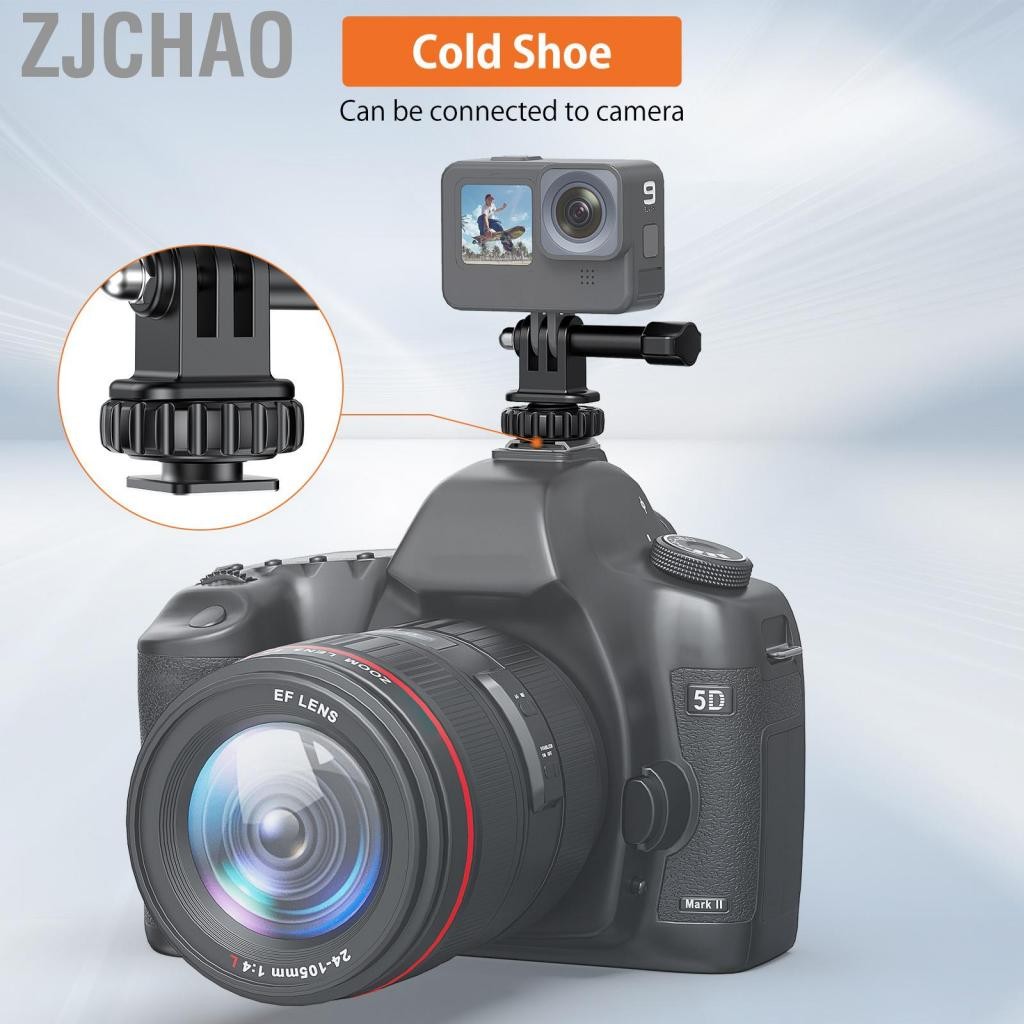 Zjchao AMIREUX-VN VRIG AC24 CAMERA THỂ THAO ĐỘNG VẬT ĐIỀU KHIỂN THÁNG NĂNG ĐIỀU KIỆN 180 ° có thể điều chỉnh bằng chân ba chân vít 1/4 inch cho GoPro Hero 12/11/10/9/8