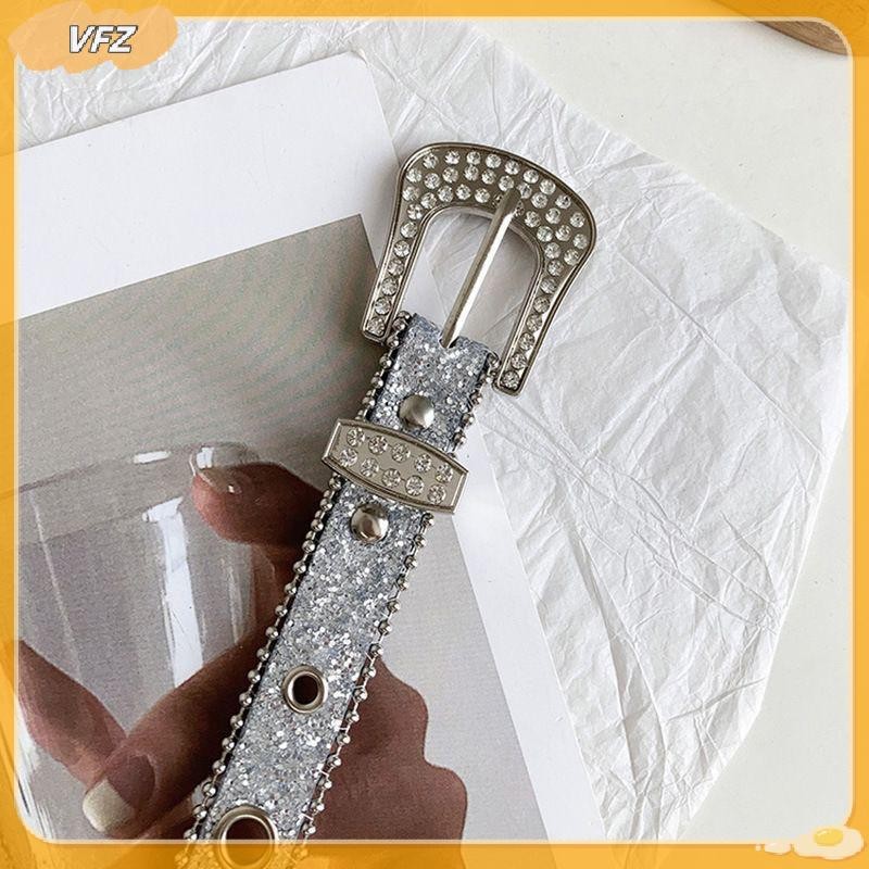 Louislifecool Y2K Bé Gái Goth Kim Cương Giả Thắt Lưng Thời Trang Nữ Dây Da Kim Cương Giả Thắt Lưng Cao Bồi Phương Tây Cho Quần Jean Nam Dropship Mới