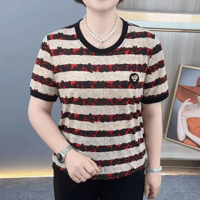 Áo thun summer fashion cổ tròn in hình, dáng rộng, tay ngắn dành cho mẹ