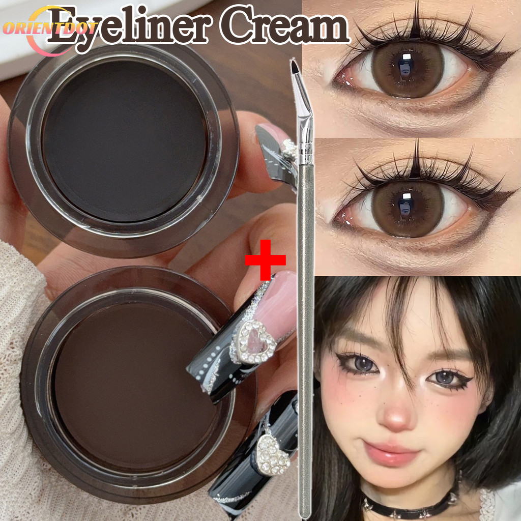 Kem kẻ mắt màu đen / nâu tự nhiên kèm cọ - Trang điểm 3 trong 1 cho kẻ mắt / Tint lông mày / Silkworm | Chống thấm nước, dễ lau, lâu trôi