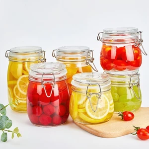 Hũ Thủy Tinh Nắp Cài Kín Hơi Đựng Thực Phẩm Có Gioăng Cao Su 450 700 950 1500ml 2200ml 3200ml 3800ml FETA