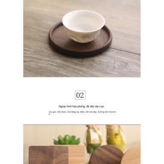 Trang Trí Nhà Cửa Gỗ Coaster Đen Quả óc chó Trà Coaster Tấm Cách Nhiệt Sáng Tạo Vuông Tròn Gỗ Chắc Chắn Coaster