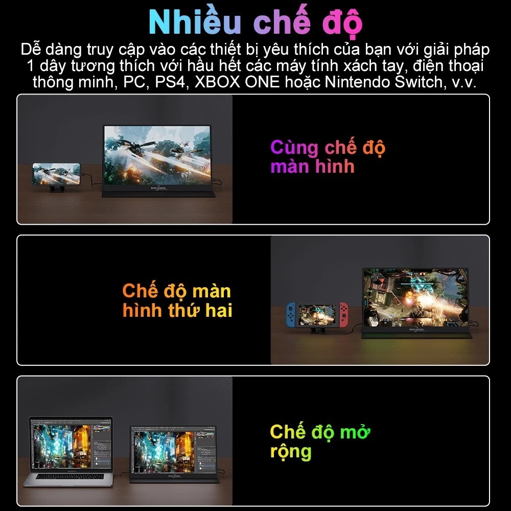 [Bảo hành tại địa phương] Màn hình di động gaming GOOJODOQ cho máy tính xách tay Điện thoại di động