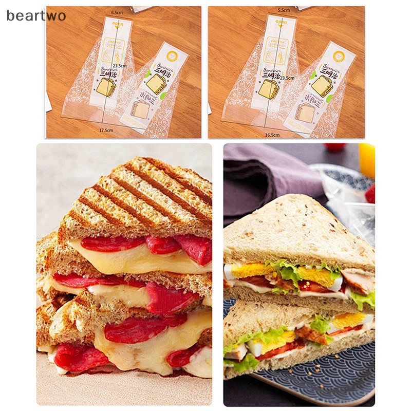 < Beartwo > 100 Chiếc Sandwich Nhựa Bao Bì Túi Tam Giác Trong Suốt Cho Bánh Mì Mông Túi Trang Trí Tiệc Sinh Nhật Điều Trị Đẹp