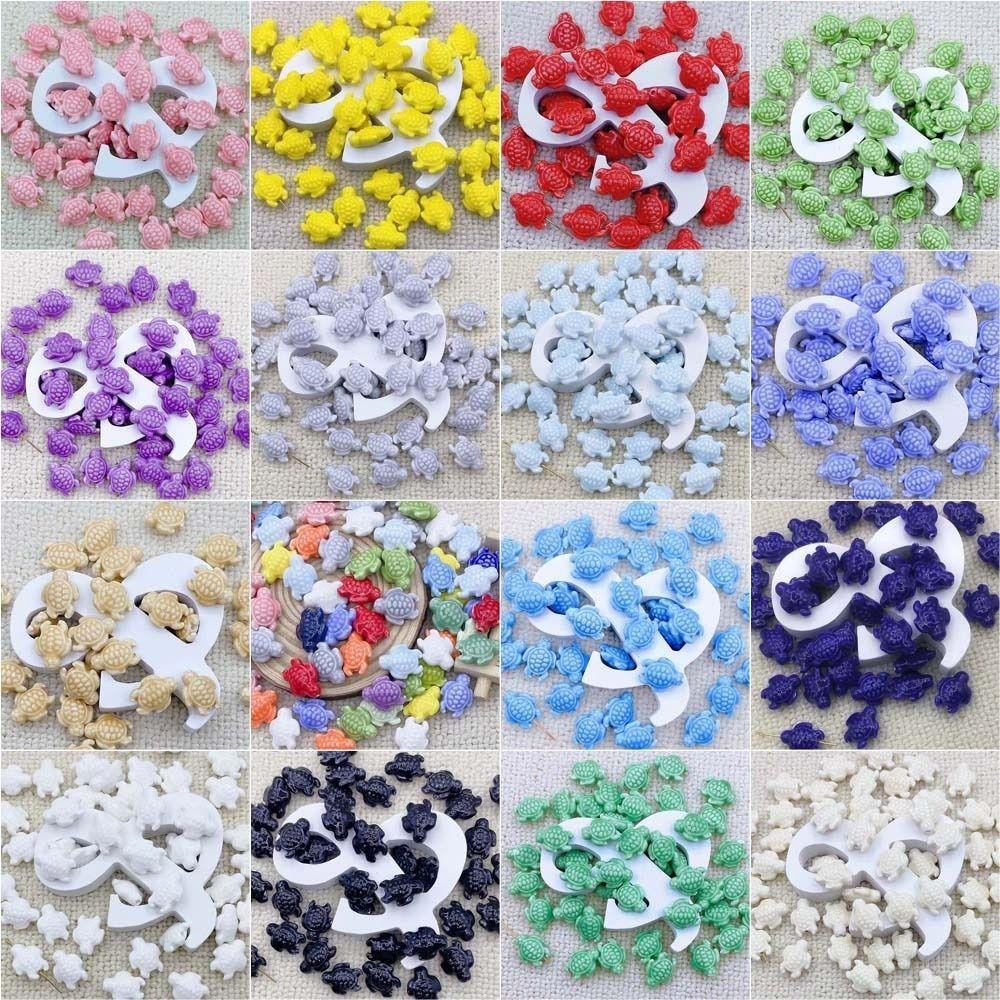 LACYES 10 Hạt Rùa Biển, Handmade Thủ Công Gốm Sứ Miếng Đệm Rời Hạt, Dễ Thương Màu Tươi Vòng Cổ Bông Tai Trang Sức Thời Trang Làm Chất Liệu