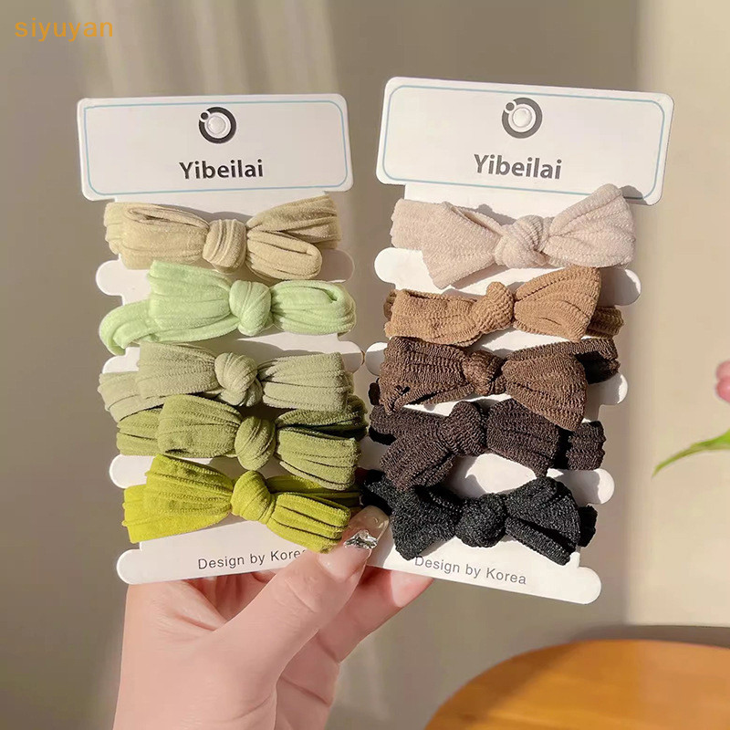 Siyuyan 5 / 10 Chiếc Đơn Giản Nơ Tóc Dây Co Giãn Nhiều Màu Sắc Traceless Đuôi Ngựa Dây Cao Su Dành Cho Nữ Bé Gái Phụ Kiện Tóc Thời Trang Dễ Thương VN