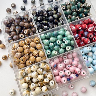 Hạt tròn gốm sứ diy in cổ điển Hạt rời trang sức thủ công vòng tay vòng cổ bông tai chuỗi hạt Vật liệu phụ kiện