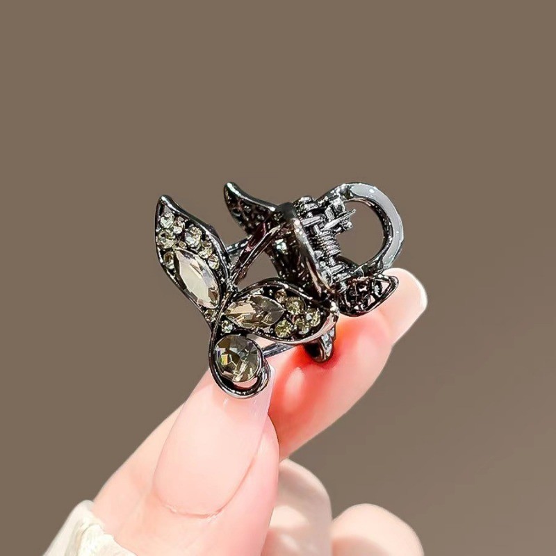 Mauropoli [Sẵn sàng] Kẹp tóc cá đính đá tinh tế Kẹp tóc nhỏ bằng kim loại sang trọng Kẹp tóc bên nhỏ Nổ gãy Kẹp tóc cá mập nhỏ