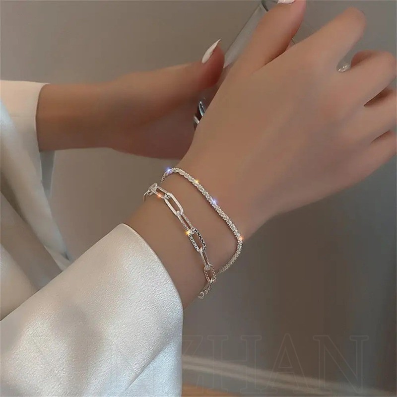 Vòng tay dây chuyền sáng bóng đơn giản - Có thể điều chỉnh - Dây đeo tay nữ quyến rũ - Tinh tế, thanh lịch, sang trọng, thời trang - Phụ kiện trang sức cổ điển mùa hè