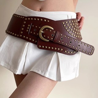 Calico Punk Đinh Tán Đính Thắt Lưng Nam Nữ Corset Thắt Lưng Phù Hợp Với Quần Jean Dây Thắt Lưng