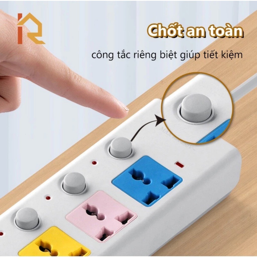 Ổ Cắm Điện USB Đa Năng Cao Cấp Chống Giật Dây Dài 2m, 4m, 2 Cổng Cắm USB Có Chốt An Toàn Tiện Dụng - SHOP1