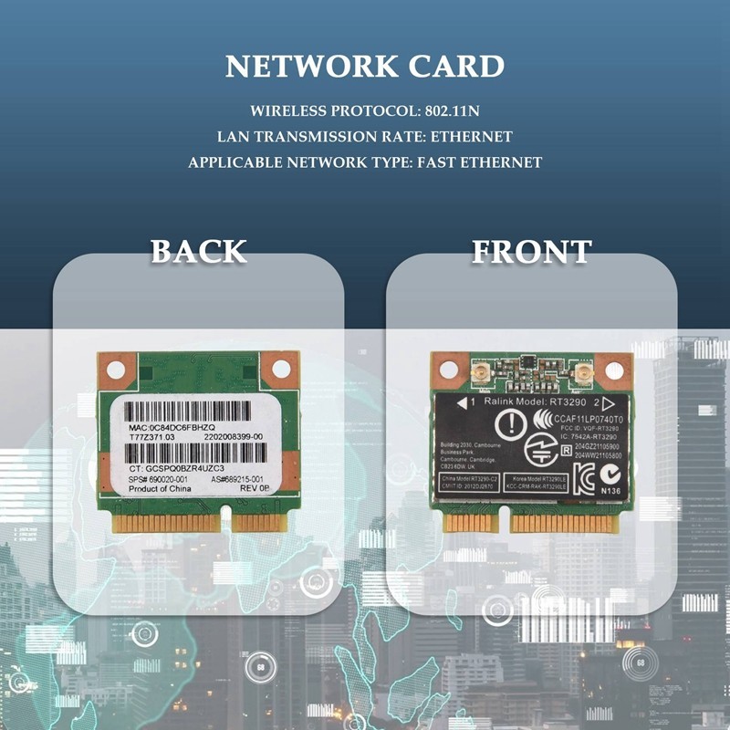 150mbps 2.4Ghz RT3290 802.11B / G Không Dây Wlan WIFI + Bluetooth BT 3.0 Nửa Mini PCI-E Card Cho CQ58 M6 4445S DV4