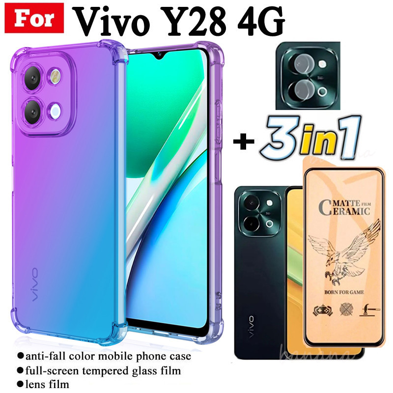 Ốp điện thoại di động chống rơi Vivo Y28 4G cho Vivo Y28 5G Y38 Phim kính cường lực bằng gốm và phim ống kính