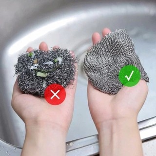 10 Khăn lau nhà bếp, RỬA CHÉN bằng VẢI LƯỚI SỢI KIM LOẠI loại đa năng tiện dụng 20x20cm SUNND