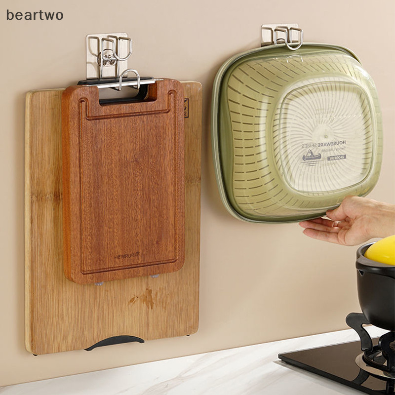 < Beartwo > Móc đục lỗ Phòng tắm Nhà bếp Traceless Bồn rửa Móc lưu trữ Tiết kiệm không gian Treo tường Móc đẹp