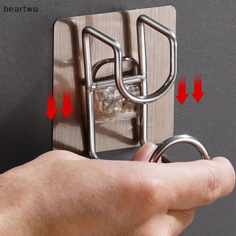 < Beartwo > Móc đục lỗ Phòng tắm Nhà bếp Traceless Bồn rửa Móc lưu trữ Tiết kiệm không gian Treo tường Móc đẹp