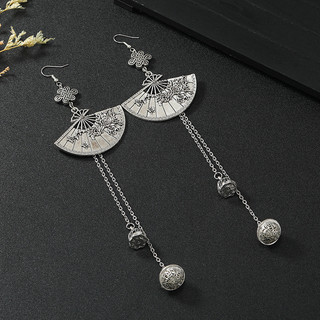 [Ghgl] Hàng có sẵn hs Thiết kế ban đầu Bông tai quạt mận phong cách Trung Quốc mới Bông tai chuông tua rua dài Bông tai cổ Niche Bông tai nữ