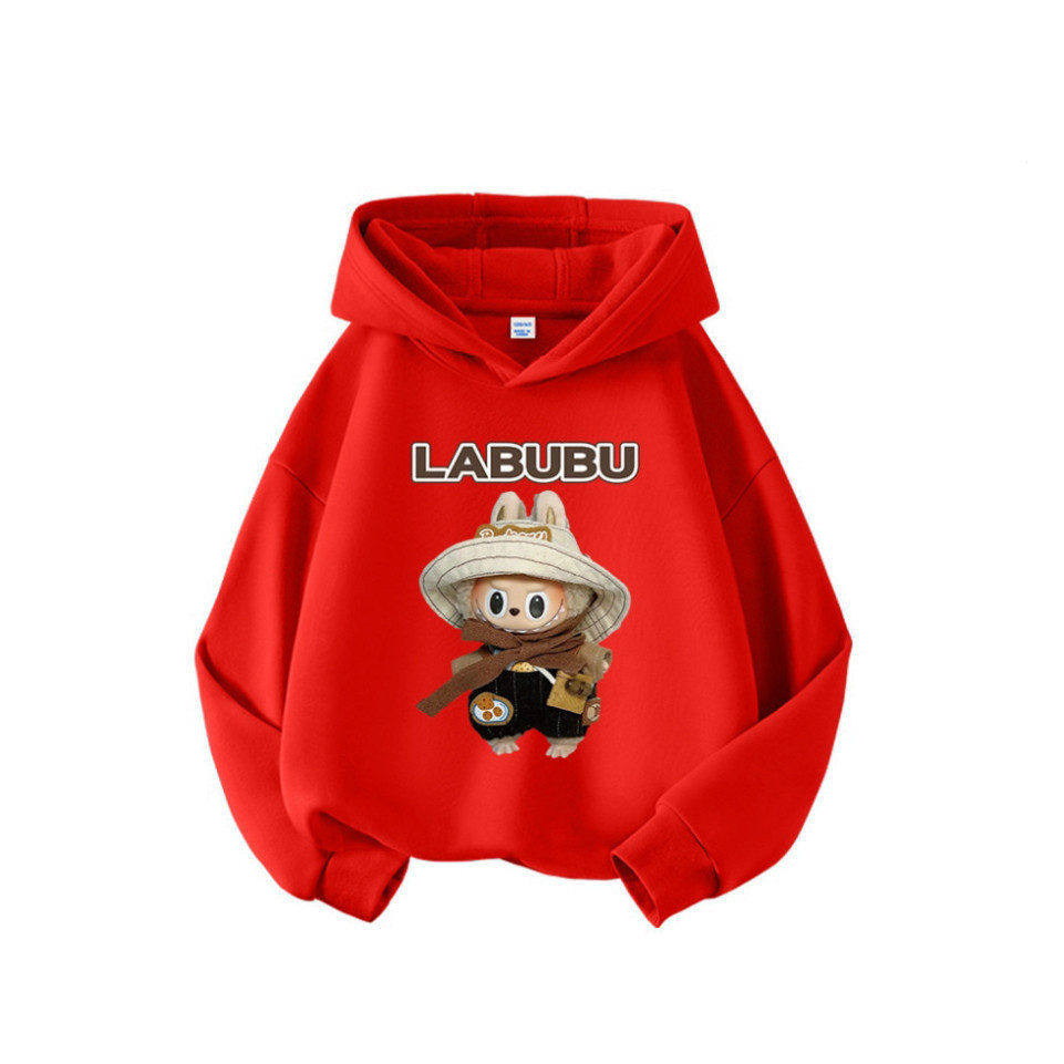 Labubu Áo Hoodie Dài tay 4 màu Mùa Thu/đông in hình hoạt hình cho bé trai, thời trang và đơn giản