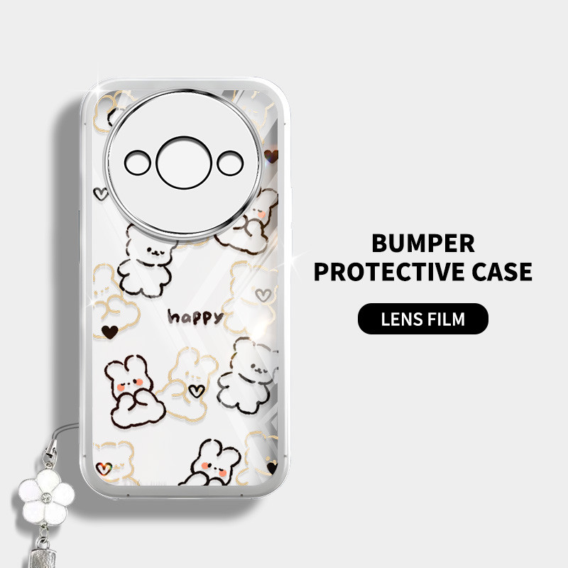 Ốp điện thoại kiểu YBD INS cho Redmi A3 Xiaomi POCO C61 4G Vỏ mềm trong suốt họa tiết gấu bông dễ thương
