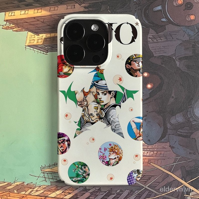 JOJO Anime QYJS dùng cho IPhone 15 ProMax 14 13 12 PRO 11 7 8 plus X XR XSMAX SE 14 15 PLUS Ốp cứng hoạt hình phim trường hợp bảo vệ mặt sáng chống rơi mới IUOS